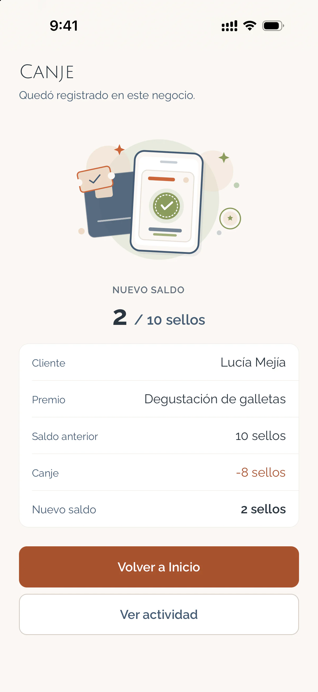 Staff app · Redemption recorded